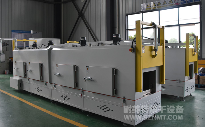 新能源汽車電機產(chǎn)品涂膠后膠水固化熱套冷卻通道加熱隧道爐